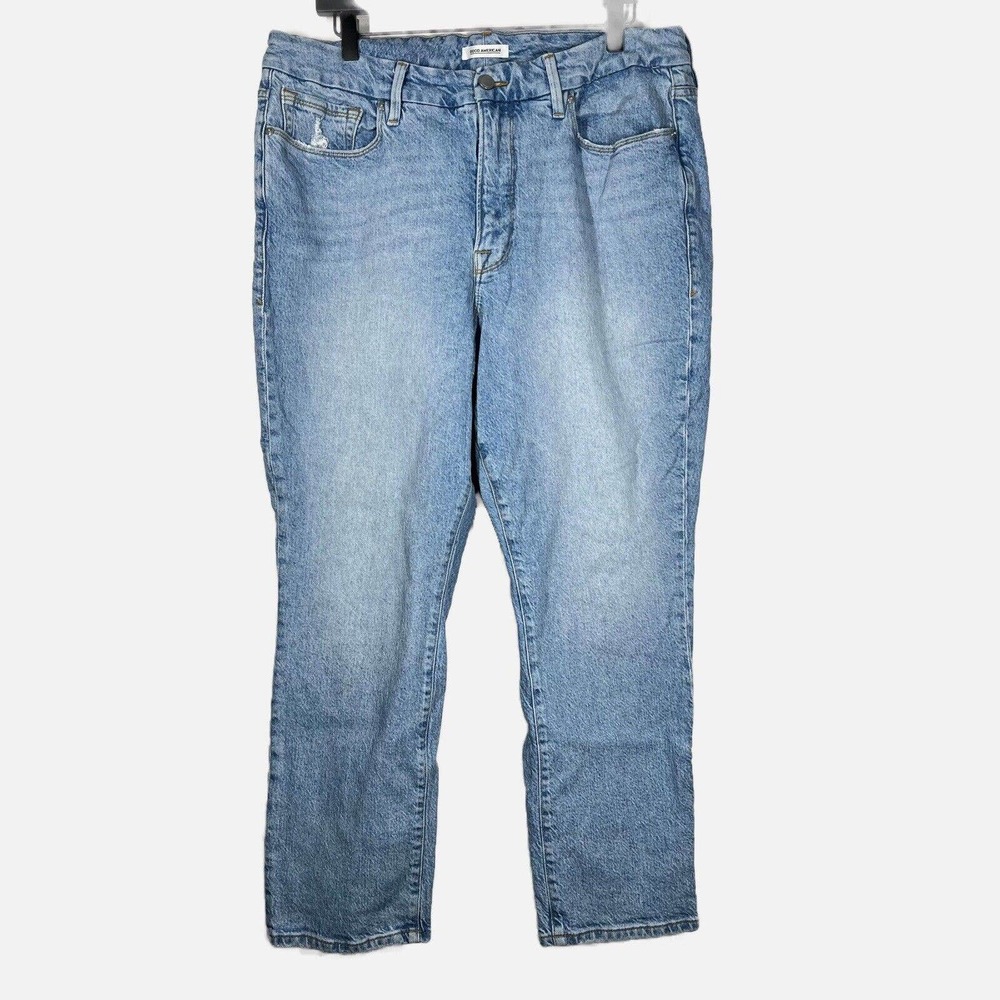 Good American women Cotton Blend Light Wash Blue classic Jeans Size 16 GL386T
